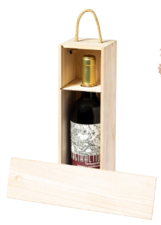 Wijnkist voor 1 fles met schuifdeksel